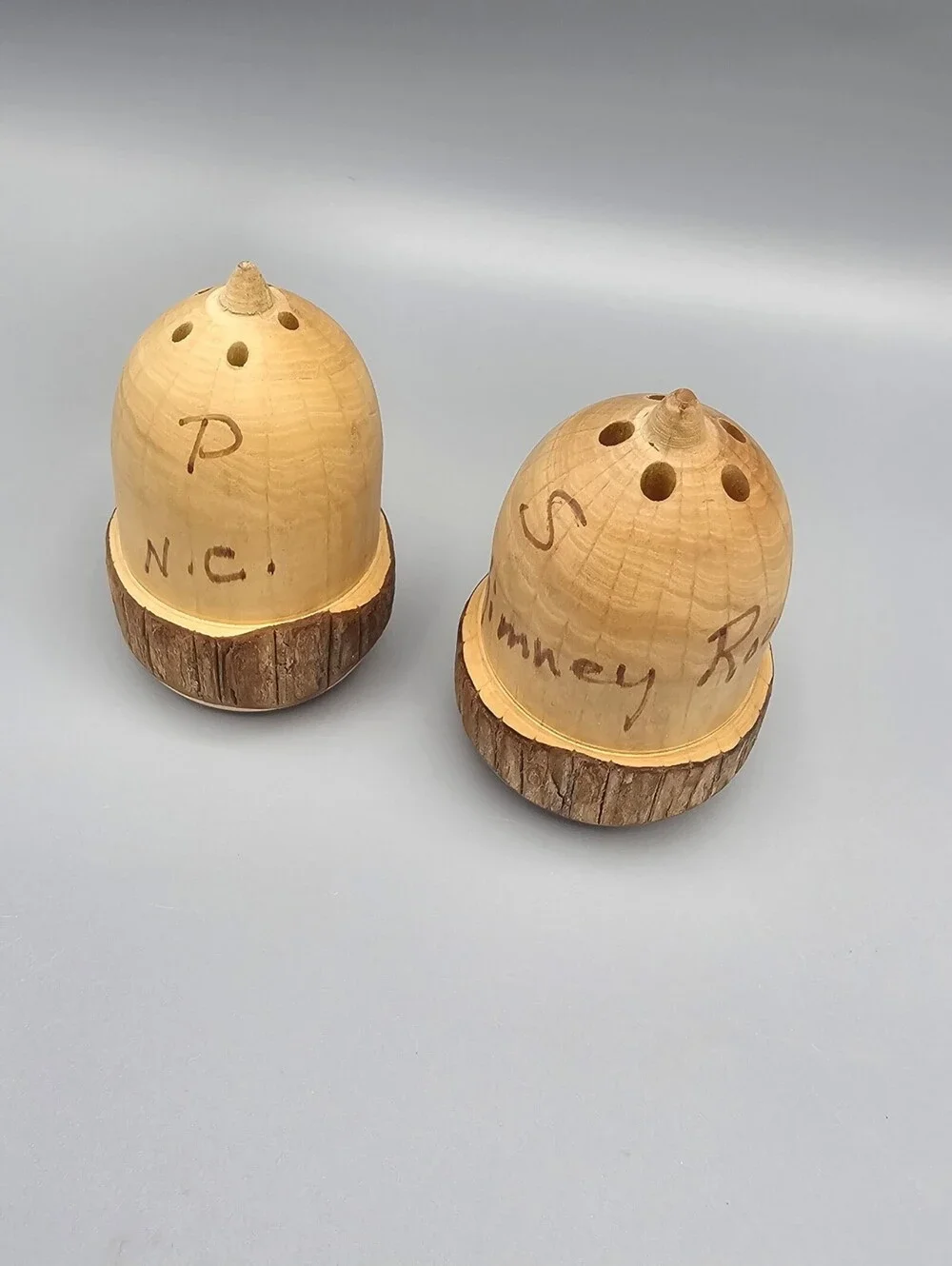 Handmade Wooden Acorn Salt and Pepper Shakers